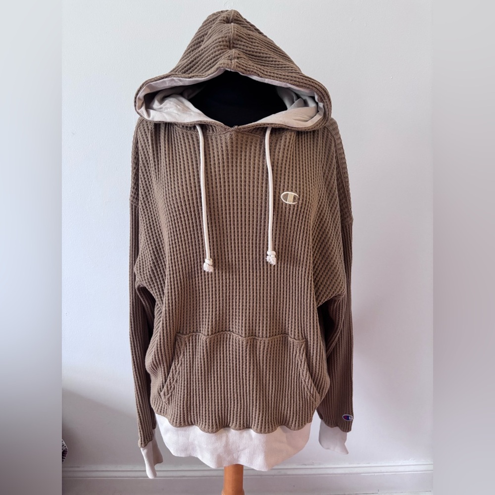 Champion super soft waffle Women's Hoodie in Beige and Cream